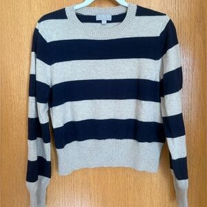 J. Crew Women's Cashmere Stripe Sweater - Navy and Tan